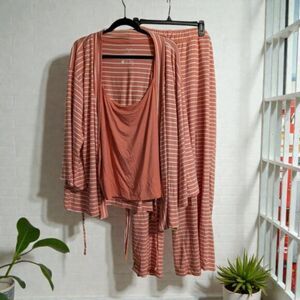 State Of Day Coral Striped Women's Pajama Set NWT